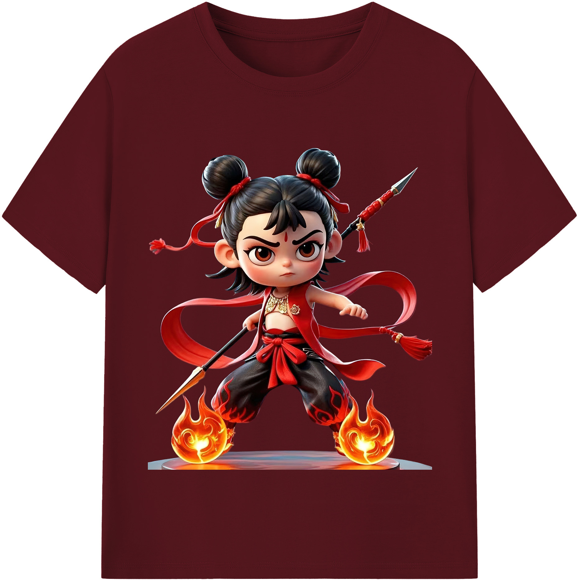 （画像用） Ne Zha 2 ナタ 魔童の大暴れ 綿100％半袖Tシャツ（フロントプリント）